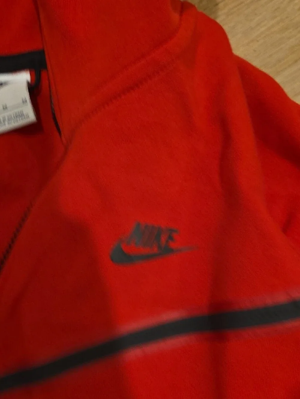 Nike Men’s Red Hooded Performance Zip Jacket with Black Trim